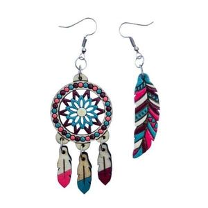 Wooden Dream Catcher Earrings